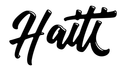 Haiti country name written in street art-style liquid brush script lettering