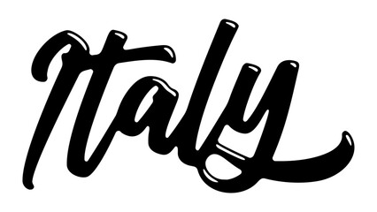 Italy country name written in street art-style liquid brush script lettering
