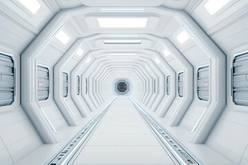 Fototapeta premium Space station interior, advanced technology, sci-fi theme, 3D illustration