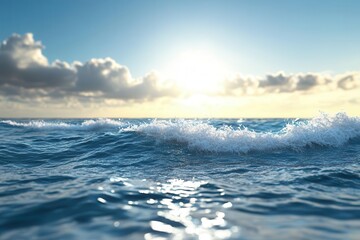 Ocean waves crashing, realistic water dynamics, 3D illustration