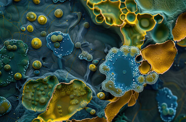 Close-Up View of a Petri Dish With Colorful Cells