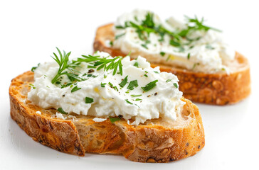 Sour cream and fresh herbs on bread