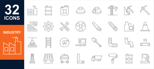 Industrial Manufacturing construction vector icon set for design elements