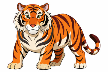 Naklejka premium Cartoon Illustration of a Standing Tiger with Orange and Black Stripes