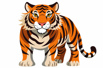 Obraz premium A Cartoon Tiger Standing on a White Background