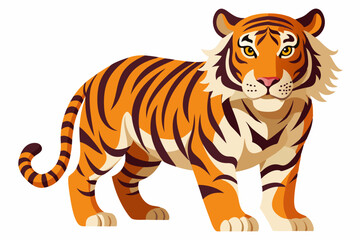 Obraz premium A Cartoon Tiger Standing With Its Stripes On Display