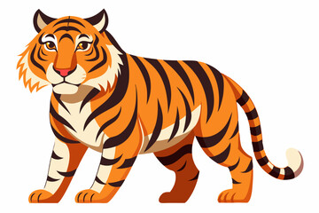 Obraz premium Illustration of a Standing Orange and Black Striped Tiger
