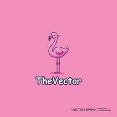 Cute flamingo mascot, vector, logo, character, cartoon, illustration, eps10