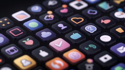 Obraz premium A set of animated icons for a mobile app, each performing a small, meaningful action when interacted with, enhancing user experience and functionality.