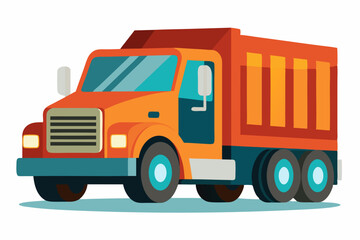 Orange Dump Truck with a Tipping Bed and Four Wheels