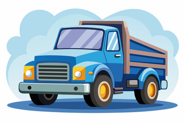 Fototapeta premium Blue Dump Truck with Wooden Bed