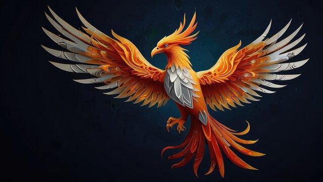 Design a  captivating logo featuring a powerful phoenix