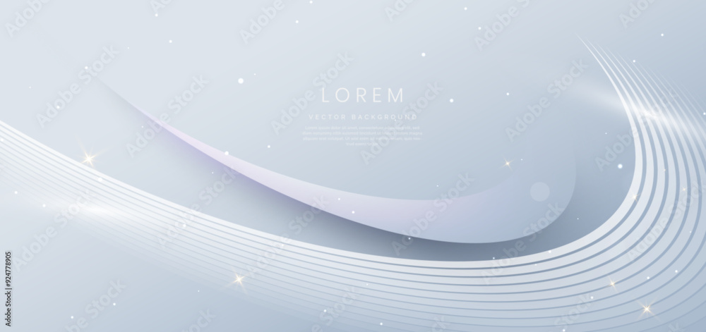 Wall mural abstract elegant grey background with white dynamic wave lines.