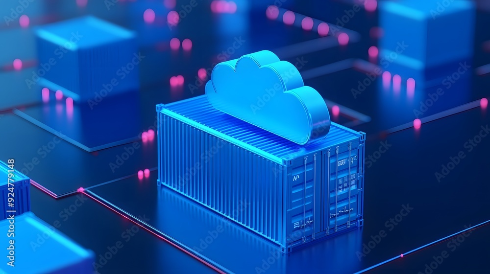 Aufkleber 3d illustration of cloud computing and data storage concepts with a futuristic and digital design.