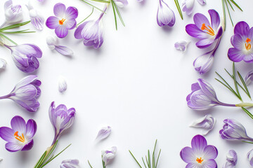 Purple Crocuses on White Background