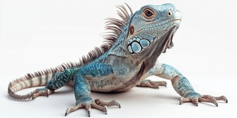 Fototapeta premium Adorable Iguana Portrait on White: A Conceptual Celebration of Pet Exoticism and Natural Beauty, single element, single object, material, vector material, illustration