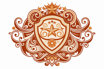 Ornate Shield with Star and Floral Design