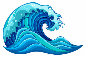 Blue Ocean Wave with White Foam and Water Droplets