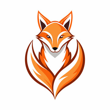recommend clip art: unique line art fox logo on a white background 