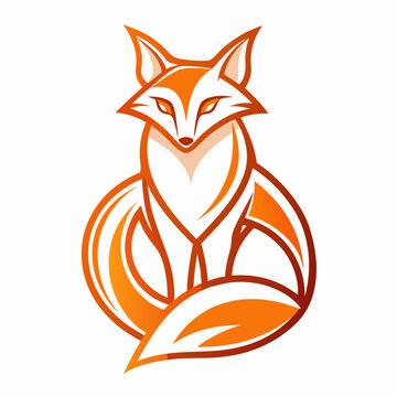 recommend clip art: unique line art fox logo on a white background 