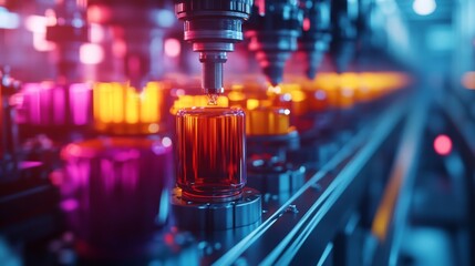 Dynamic Manufacturing Process in Closeup: Vibrant Workers and Machinery on Assembly Line Advertisement Banner