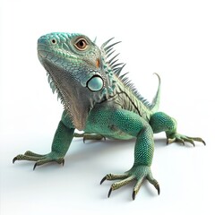 Obraz premium Adorable Iguana Portrait on White: A Conceptual Celebration of Pet Exoticism and Natural Beauty, single element, single object, material, vector material, illustration