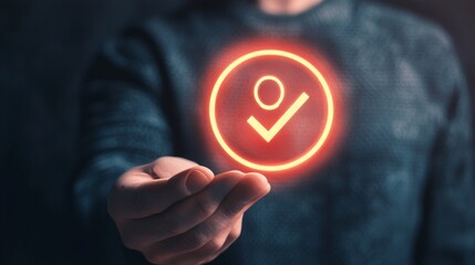 Glowing Check Mark Symbol: A Digital Confirmation