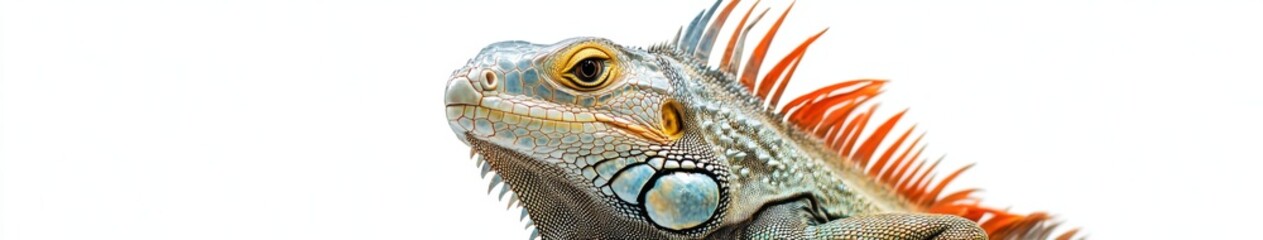 Fototapeta premium Adorable Iguana Portrait on White: A Conceptual Celebration of Pet Exoticism and Natural Beauty, single element, single object, material, vector material, illustration