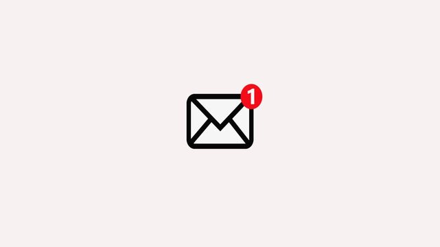 envelope icon in white screen. message file, incoming notification,  Sending mail sign, Email notification symbol, Envelope line, new email inbox notification animation. 