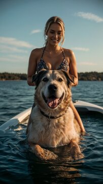 girl and dog