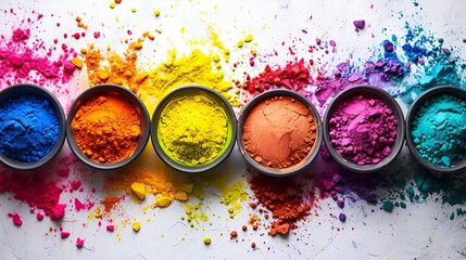  Bowls filled with colorful powders