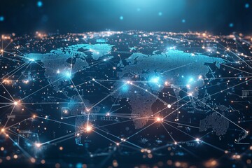 Fototapeta premium Global Digital Business Network Connection Illustration created with Generative AI