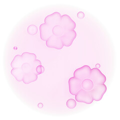 pink flowers with bubble and pink aura. commonly used for Valentine’s Day, Mother’s Day, and other special occasions. represent ideas, love and beauty. cute cartoon 3D decoration.