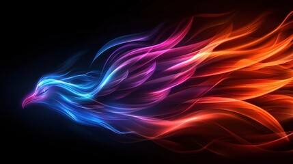 An ethereal phoenix in a burst of vibrant light