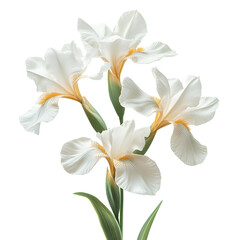 Elegant Japanese Iris Flower in Pristine White Hue Blooming on Plain Background