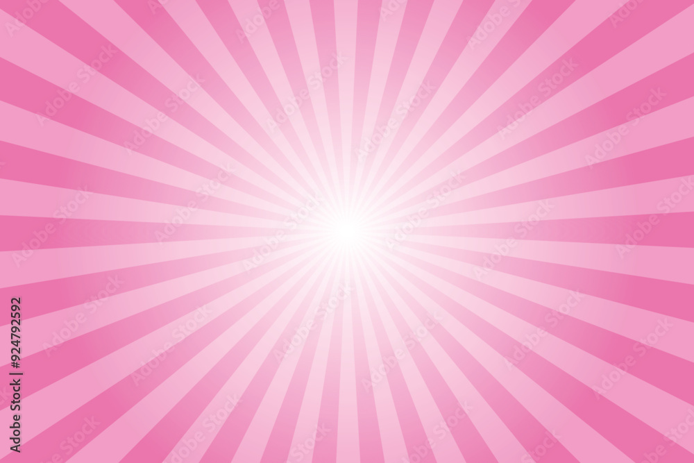 Poster pink background with white sun ray. pattern of starburst. abstract neon pink texture with light of s