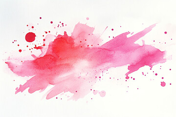 Abstract Watercolor Background with Pink and Red Splatter.