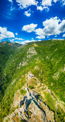 Aerial view of ruins of Anevsko kale Fortress near town of Sopot, Plovdiv Region, Bulgaria
