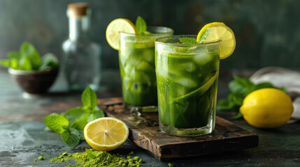Iced Matcha Tea With Lemon