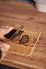 Bread on wooden table