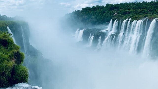 Brazil, the famous falls of Igua&ccedil;u (Iguazu) seen from the Brazilian side.	