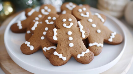 Gingerbread Men Cookies on a White Plate