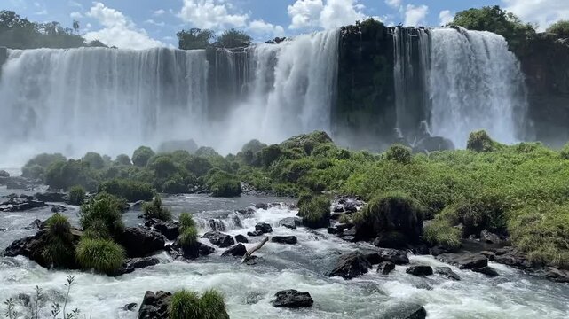 Brazil, the famous falls of Igua&ccedil;u (Iguazu) seen from the Brazilian side.	