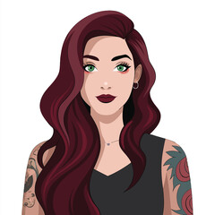 Stunning Brunette Beauty in cool outfit Illustrator Artwork