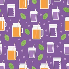 seamless pattern with juice glasses