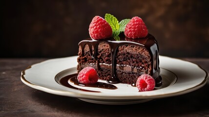 chocolate cake with strawberries
