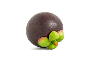 Mangosteen, tropical fruits are round reddish-purple fruits with a white fleshy interior vibrant colors, distinctive forms, and exotic natural fruits, isolated on white background, Clipping path.