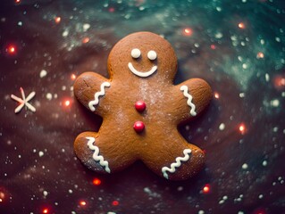 homemade Christmas cookies gingerbread man food background Tasty gingerbread cookies and Christmas decor on wooden background