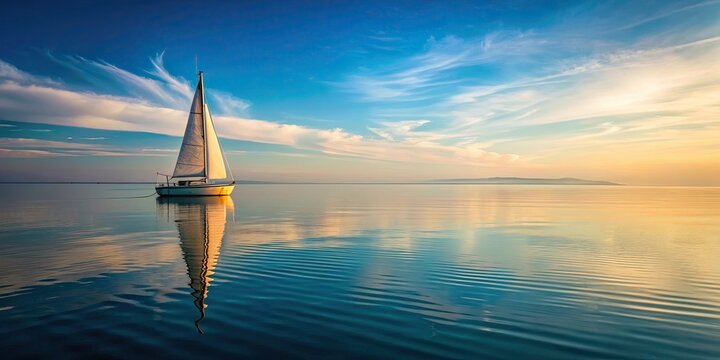 A serene image of a sailboat gliding through calm waters, boat, sea, ocean, nautical, travel, adventure