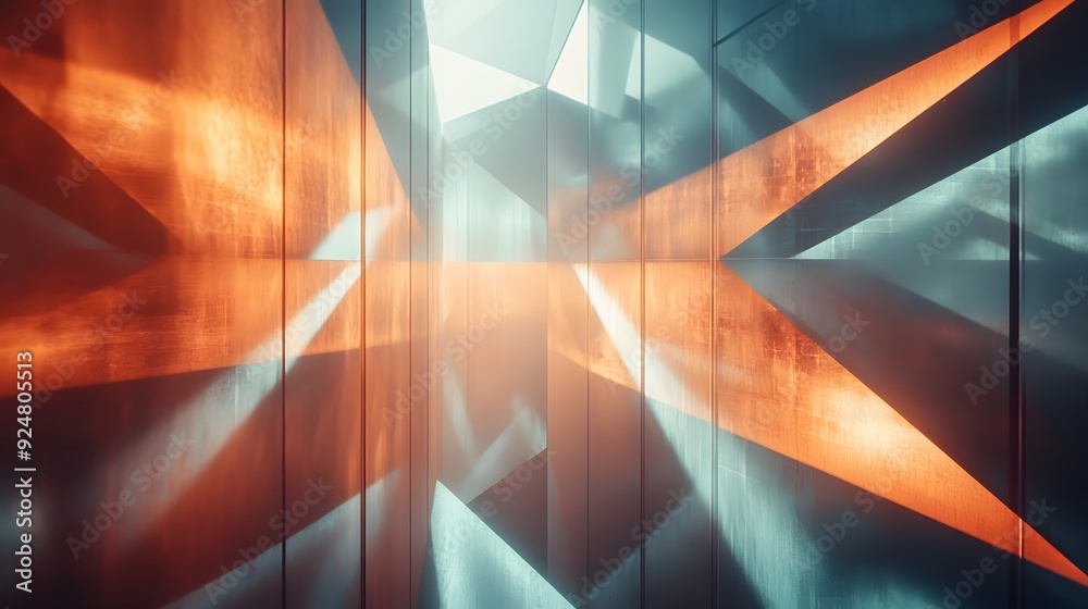 Poster 16. intersecting beams of light and shadow with a high-tech, transparent effect